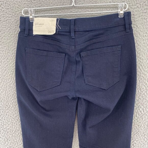 LOFT Jeans Womens 26 2 Modern Sexy Boot Cut Blue Dark Wash Stretch Everyday NWT - Picture 4 of 13